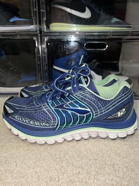 Brooks Glycerin 12 Womens Size 8 Running Training Athletic Shoes Blue